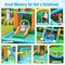 Green Orange Inflatable Slide Bouncer With Mesh Safety Walls Splash Pool And Balls